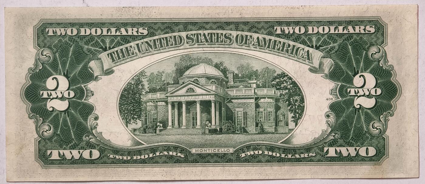 紫瑗钱币——第359期拍卖——纸币场  美国 1953年 C序列 托马斯·杰斐逊 2美元 红印 政府券 AU