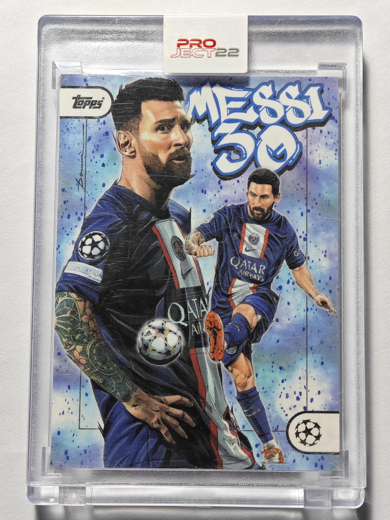 【德藏】 卡牌拍卖第13期【无每件最低收费❗️】 欧冠 2022 Topps 巴黎圣日耳曼  里奥·梅西 艺术家联名 特卡 (TOPPS原封砖)