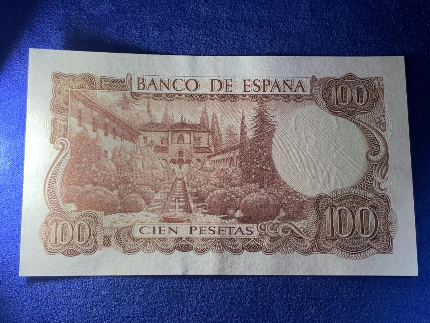 《竞宝斋》第274场- 周日，周一，周二  3场连拍 （全场包邮） 西班牙 1970 100比塞塔纸币 细节见图