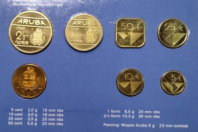 世界各国普、纪币捡漏专场(第八场) - 1989年版荷兰铸币局发行阿鲁巴册装套币附一枚铜章