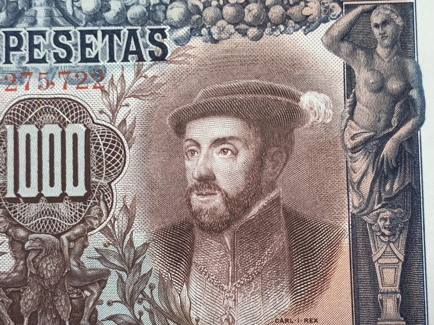 《竞宝斋》第274场- 周日，周一，周二  3场连拍 （全场包邮） 西班牙 1925 1000比塞塔 纸币 巨大规格 细节见图