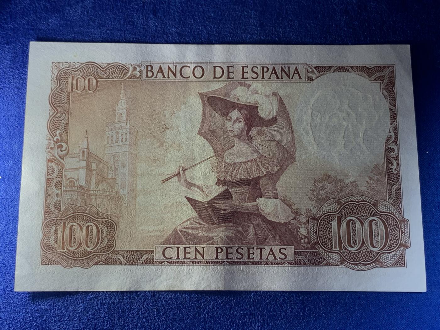 《竞宝斋》第274场- 周日，周一，周二  3场连拍 （全场包邮） 西班牙 1965年 古斯塔沃·阿道夫·贝克凯尔 100比塞塔 纸币