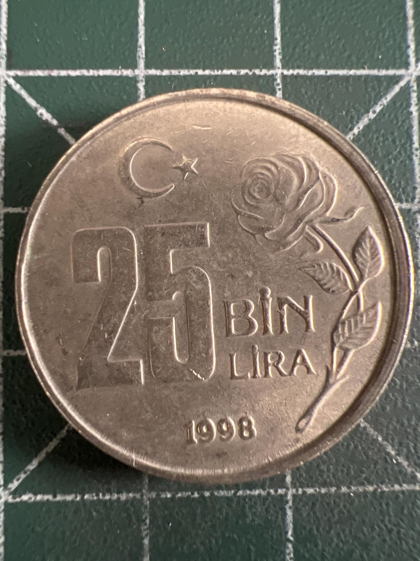 第614期 硬币专场 （无押金，捡漏，全场50包邮，偏远地区除外，接收代拍业务） 土耳其25Bin里拉