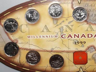 世界各国普、纪币捡漏专场(第八场) - UNC1999年加拿大发行新千年月份十二枚纪念币原册装