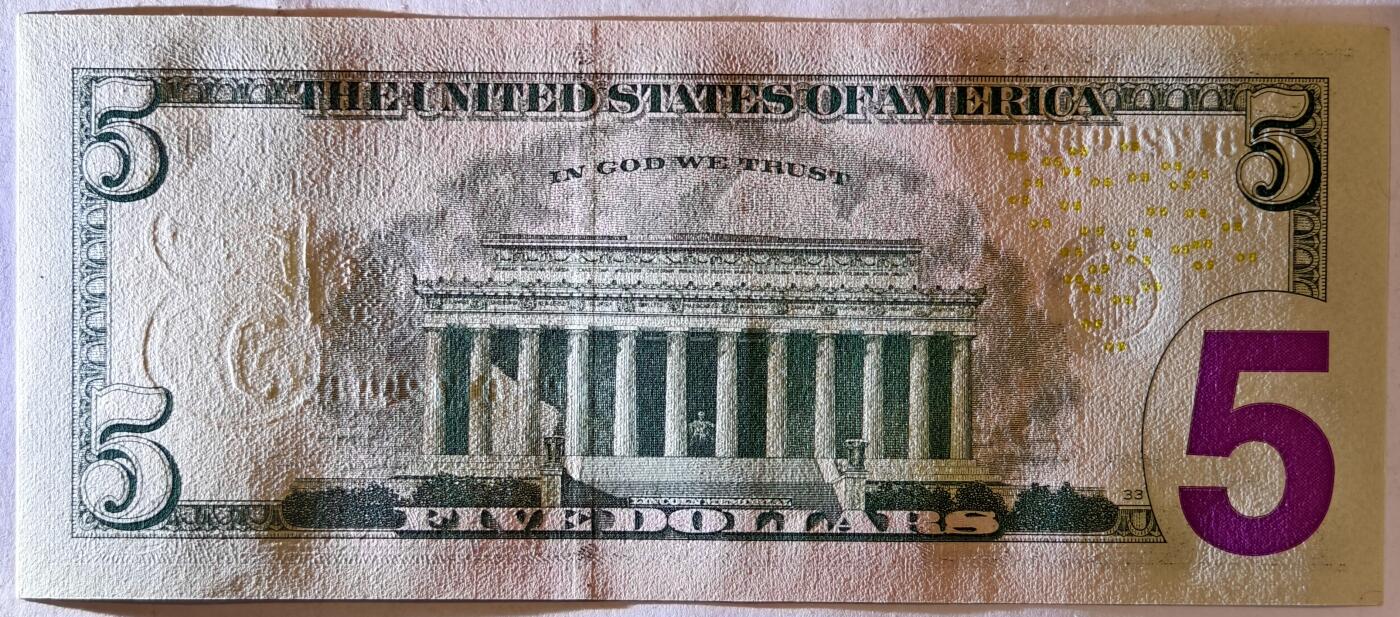 紫瑗钱币——第359期拍卖——纸币场 美国 2017年 F版 A序列 亚伯拉罕·林肯 5美元 彩色版 UNC