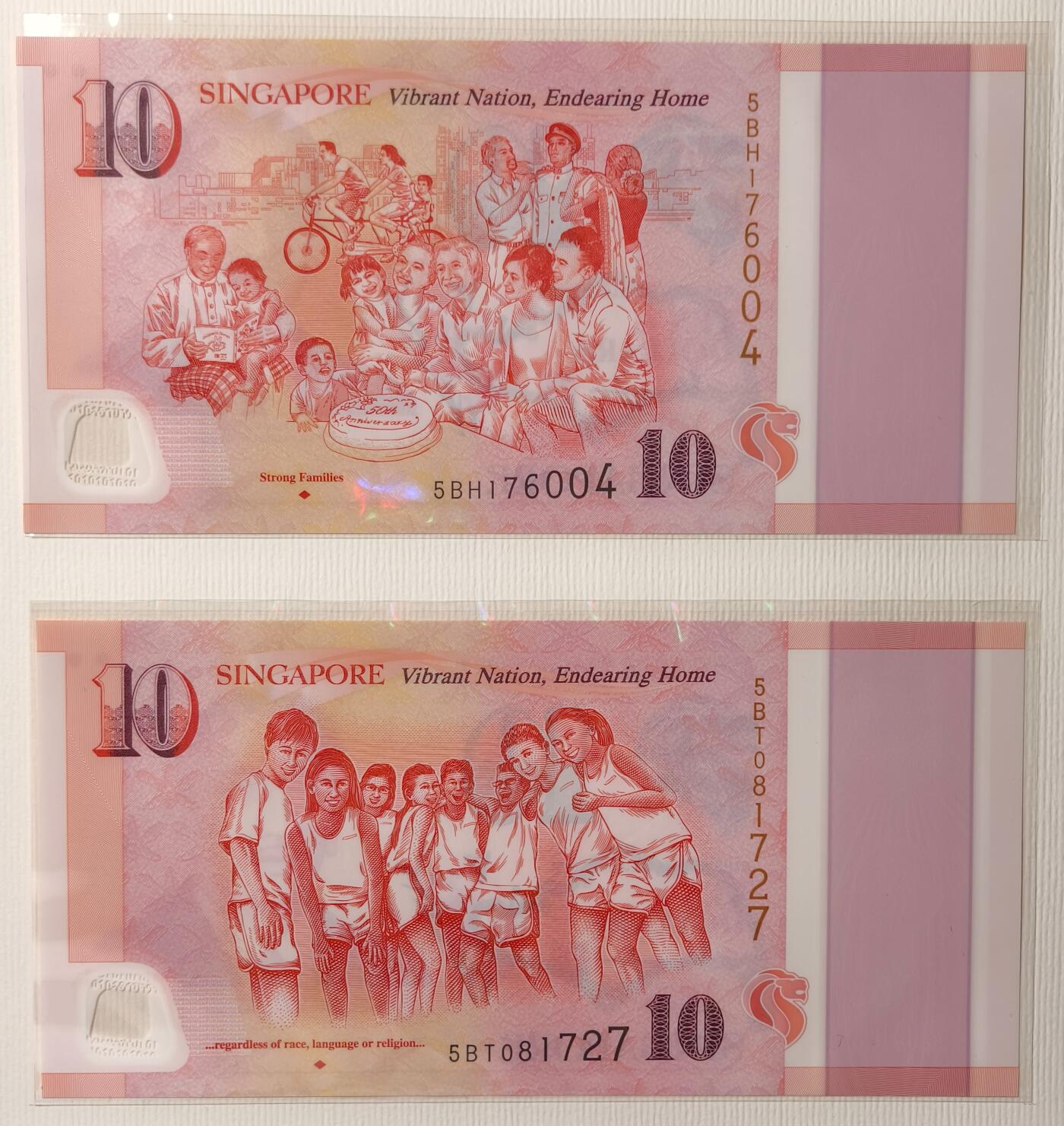 紫瑗钱币——第359期拍卖——纸币场 新加坡 2015年 建国50周年 纪念钞 10 50元 一套6枚 共100新币 原册 UNC
