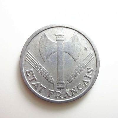 20240704 法国1942-1945年版本贝当法国维希法国1法郎双面斧铝币