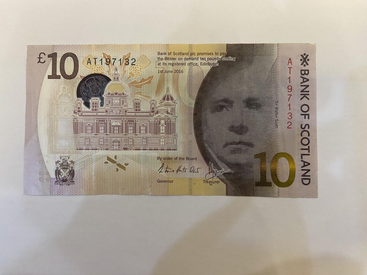 【炜奕收藏】裸钞专场第5期 【AT197132】苏格兰10磅，流通品相