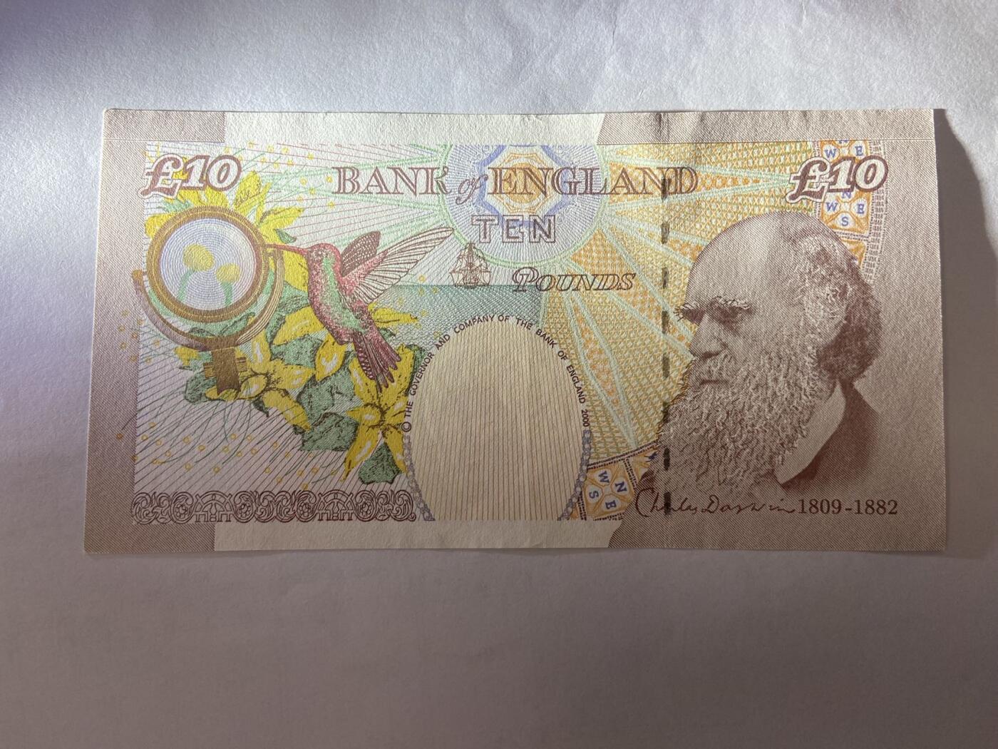 【炜奕收藏】裸钞专场第5期 【EA23701763】英国E序列再版10磅，AUC品相