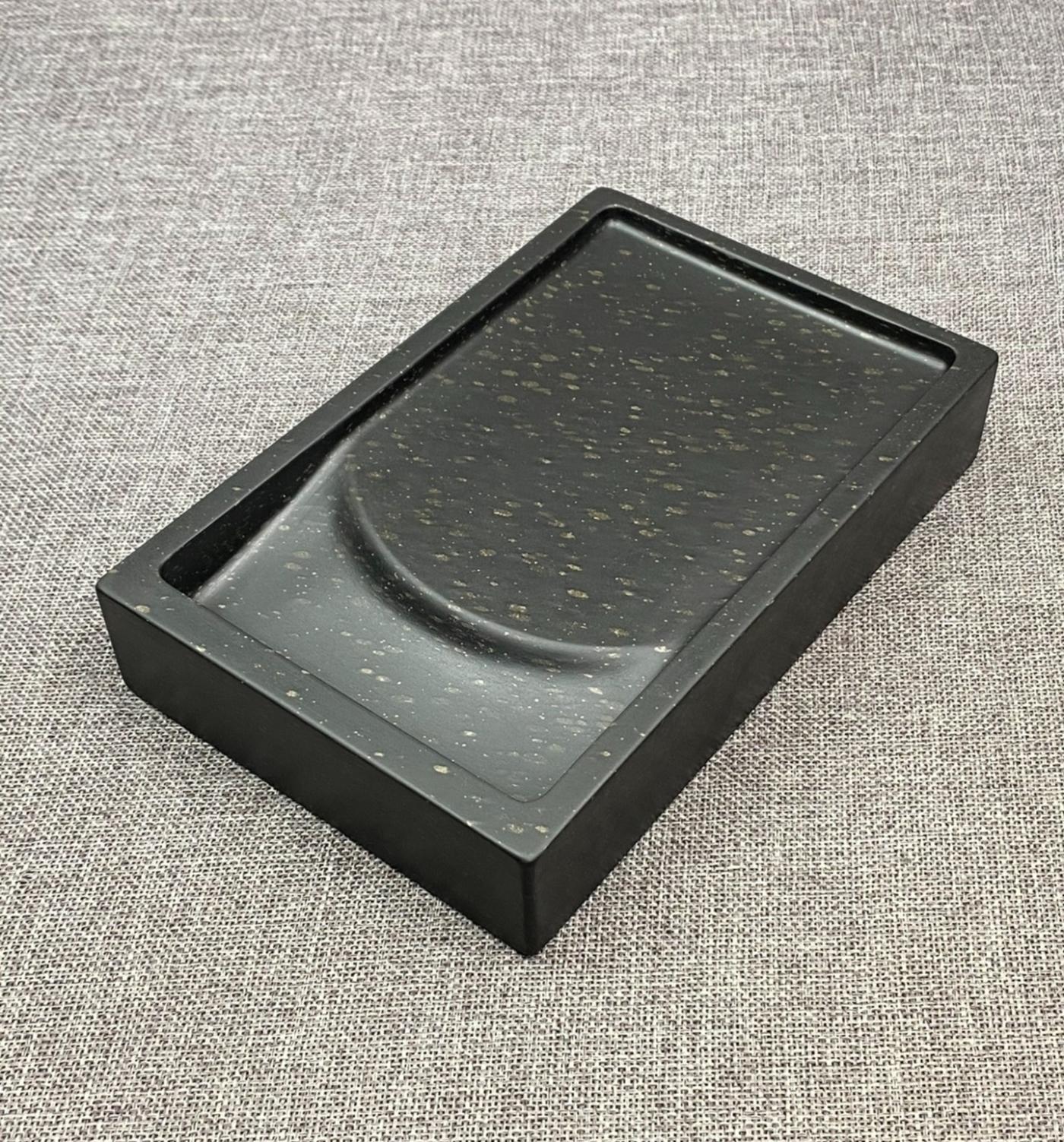 《灿若星辰》满天星暴雨金星石带盖门字砚石函砚素砚文人砚文房四宝砚台