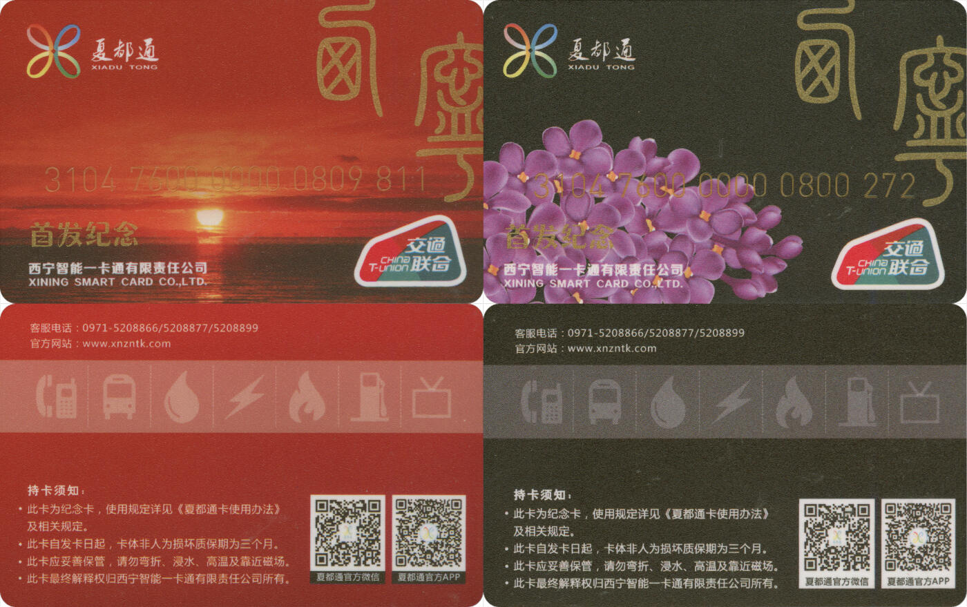 捡漏专场(第十二场)(青海&江苏&陕西) 夏都通 首发纪念卡之西宁 一套2张 每张各含充值20元  全新