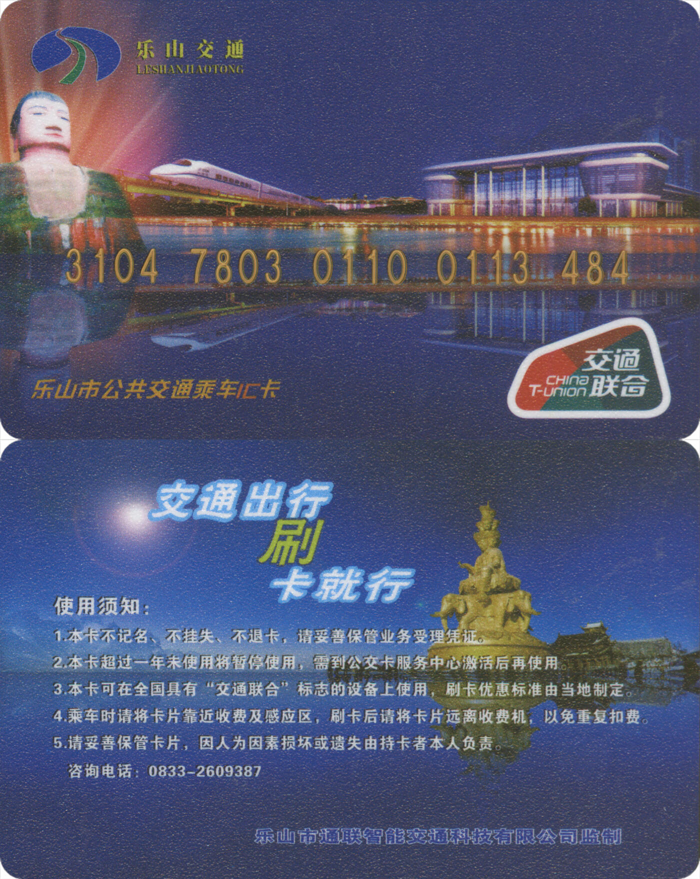 捡漏专场(第十三场)(四川&青海) 乐山市公共交通乘车IC卡 普通卡磨砂版 尾三484 套袋使用 全新