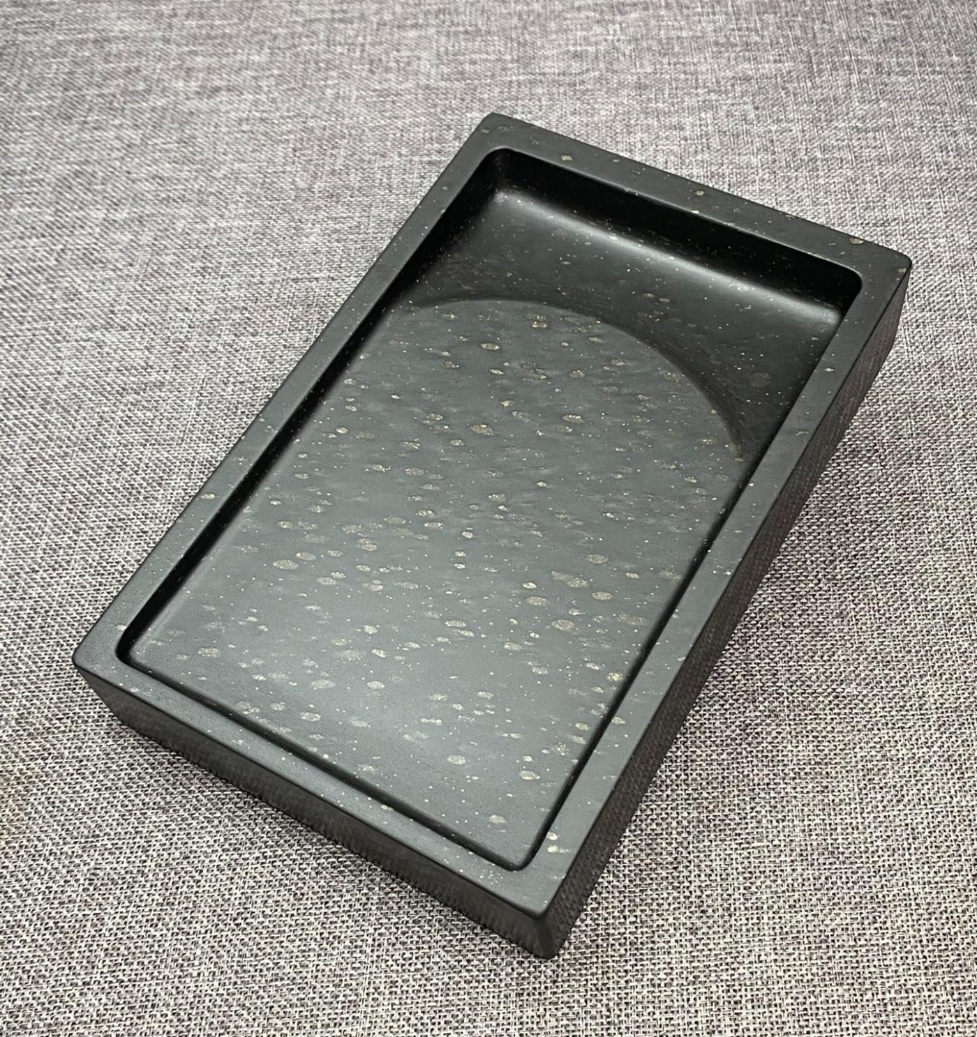 《灿若星辰》满天星暴雨金星石带盖门字砚石函砚素砚文人砚文房四宝砚台