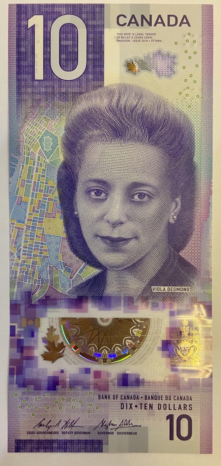 【炜奕收藏】裸钞专场第5期 【FFB7531723】加拿大10元塑料钞，获奖钞，UNC品相