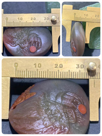 精美亚光冰飘冻料战国红玛瑙手工俏色巧雕龙戏珠吊坠（把件）一个！ 精美亚光冰飘冻料战国红玛瑙手工俏色巧雕龙戏珠吊坠（把件）一个！
