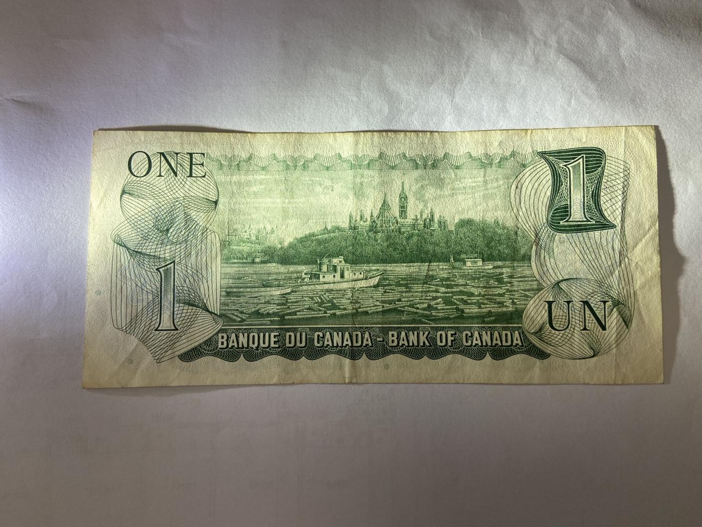 【炜奕收藏】裸钞专场第5期 【IB8057696】加拿大景版1元纸币，XF品相