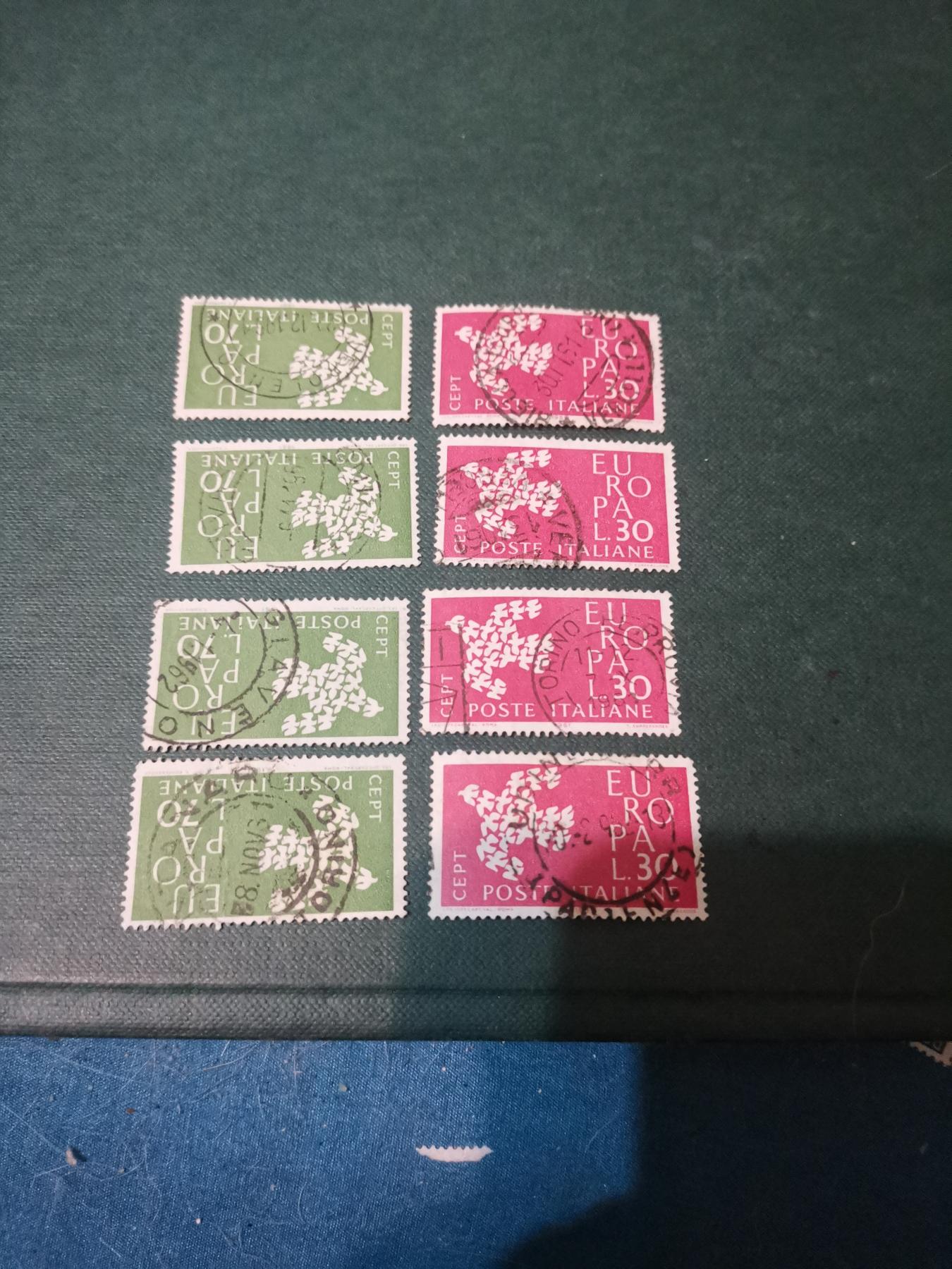 261意大利1961年 雕刻版 欧罗巴 和平鸽 邮票2全
