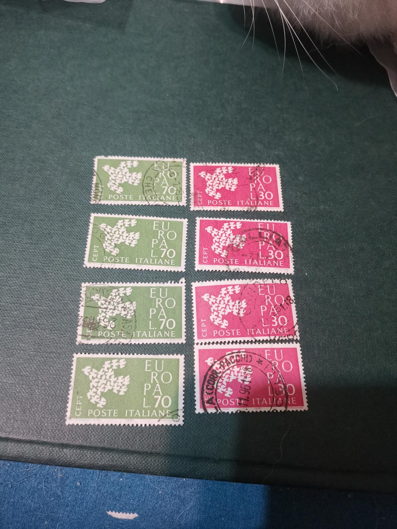 265意大利1961年 雕刻版 欧罗巴 和平鸽 邮票2全