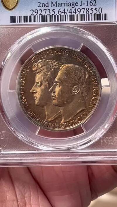 PCGS-PR64 1910萨克森魏玛3马克双头银币PF 五彩镜面