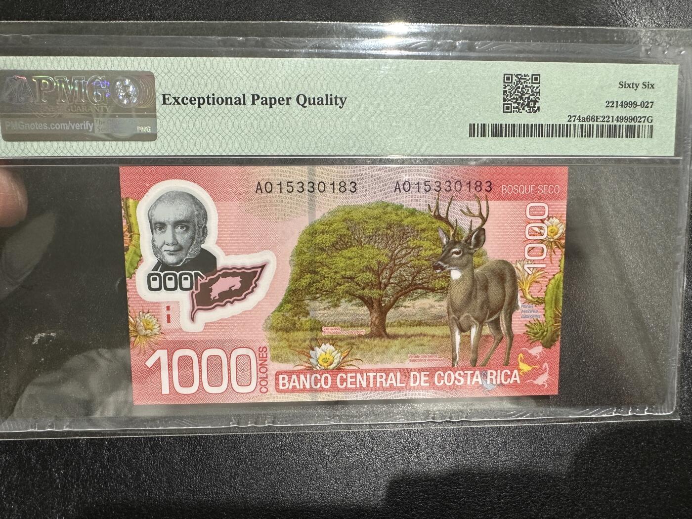 《外钞收藏家》第三百八十五期 2009年哥斯达黎加1000 无47 PMG66 