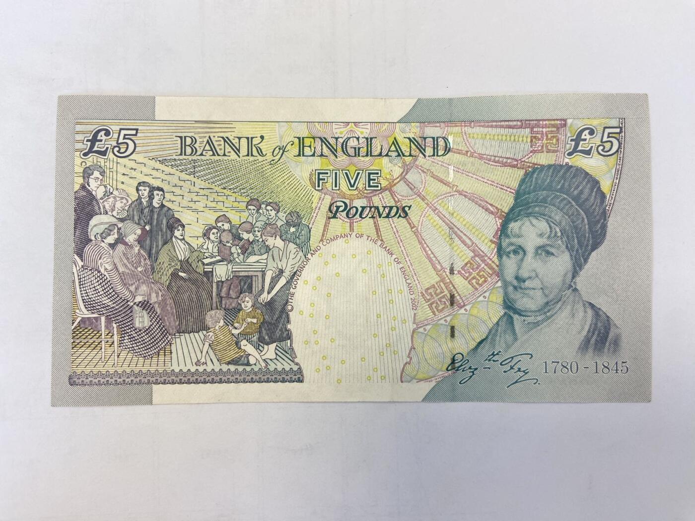 【炜奕收藏】裸钞专场第5期 【JJ77175313】英国E序列再版5磅，AUC品相