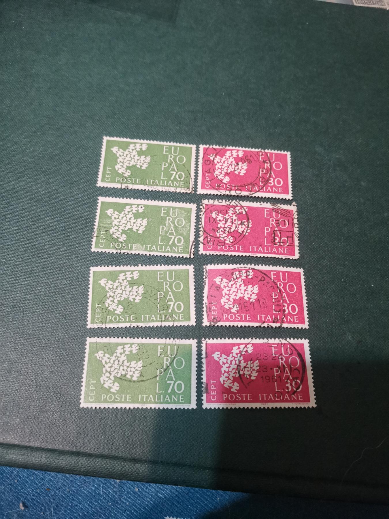 263意大利1961年 雕刻版 欧罗巴 和平鸽 邮票2全