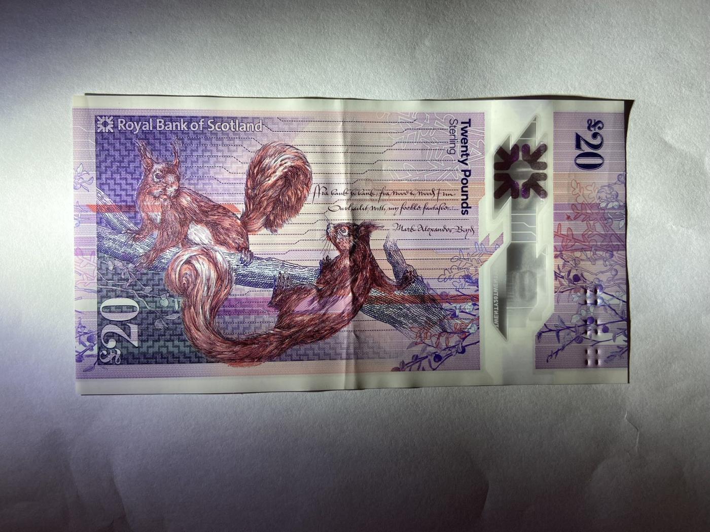 【炜奕收藏】裸钞专场第5期 【AH997115】苏格兰皇家银行20磅，AUC品相