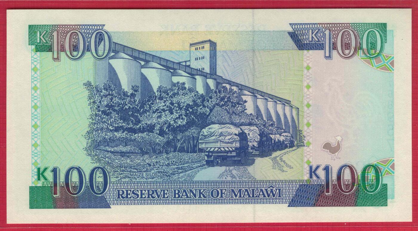 马拉维1994年100克瓦查 P-29b 无4 非洲纸币 实物图 UNC