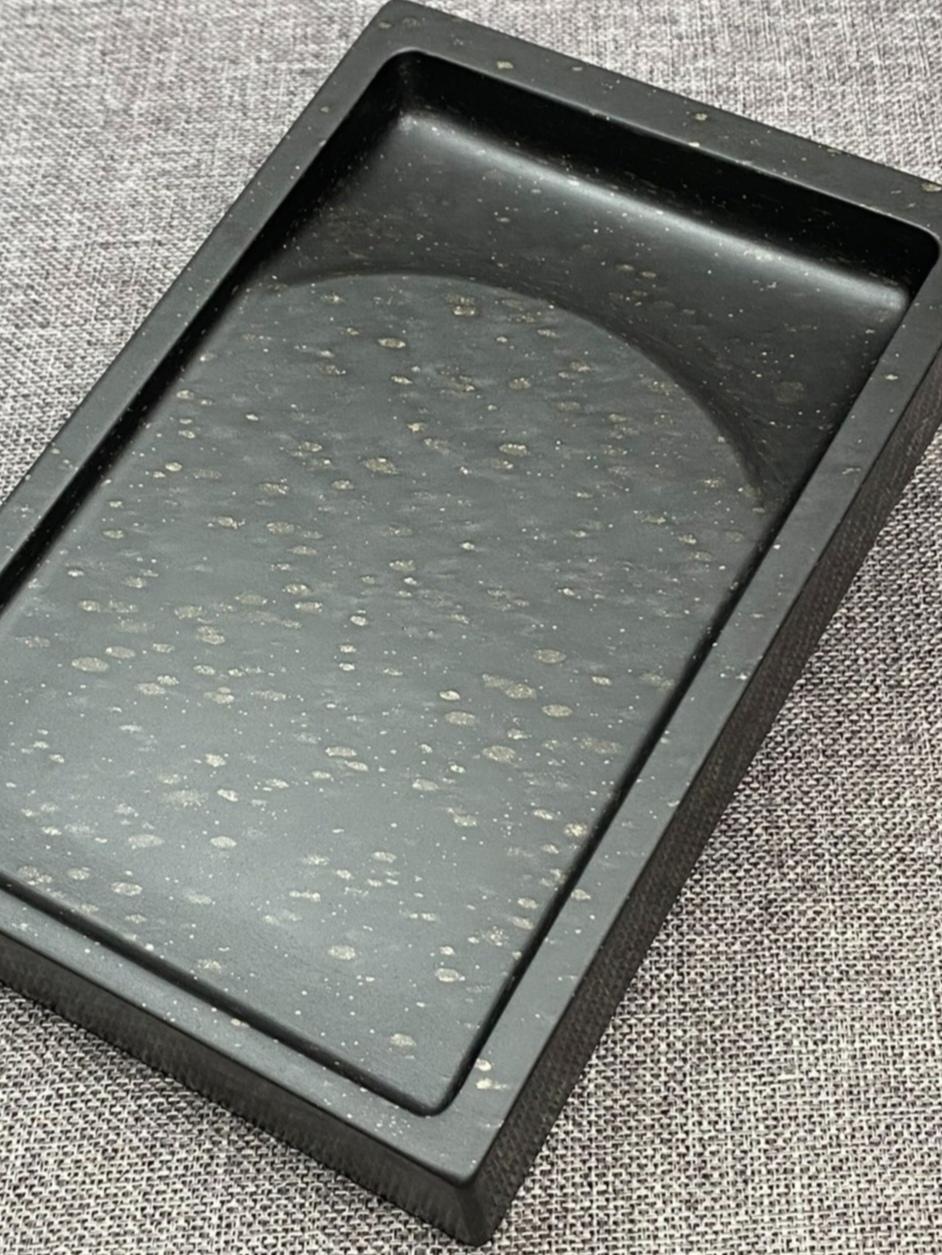 《灿若星辰》满天星暴雨金星石带盖门字砚石函砚素砚文人砚文房四宝砚台