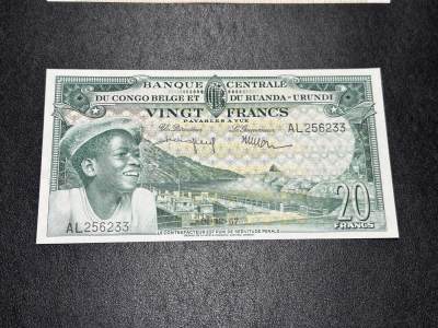 《外钞收藏家》第三百七十四期 - 1957年比属刚果20法郎 UNC- 轻微潮点