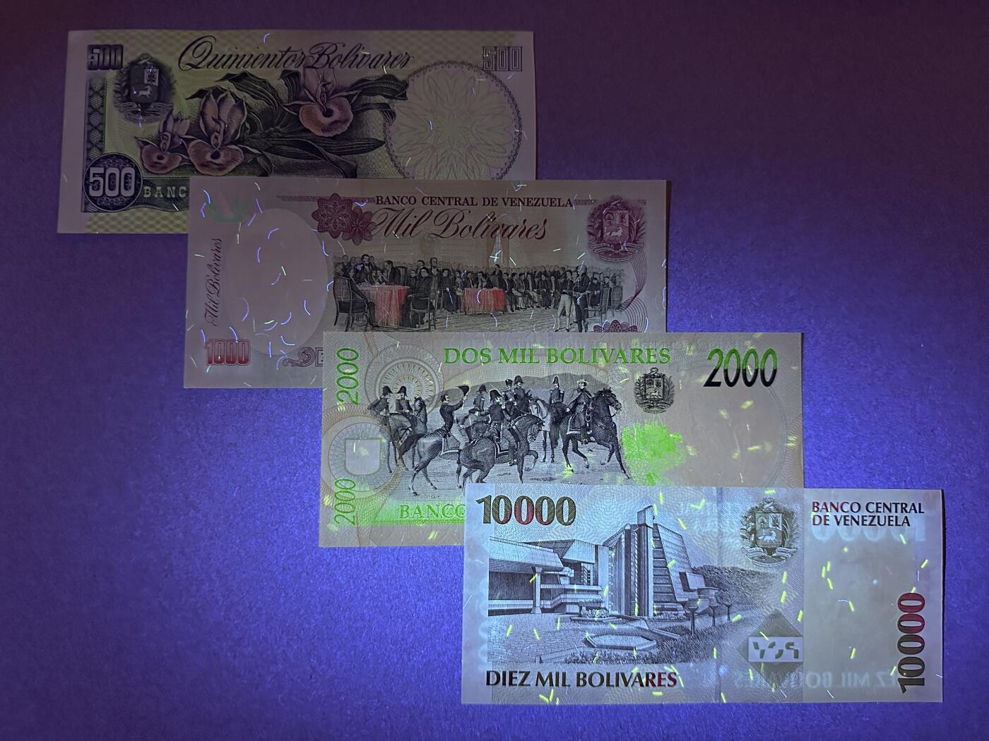 《张总收藏》152期-海外套币超精品场 委内瑞拉500-10000玻利瓦尔4张 UNC 1994-1998年