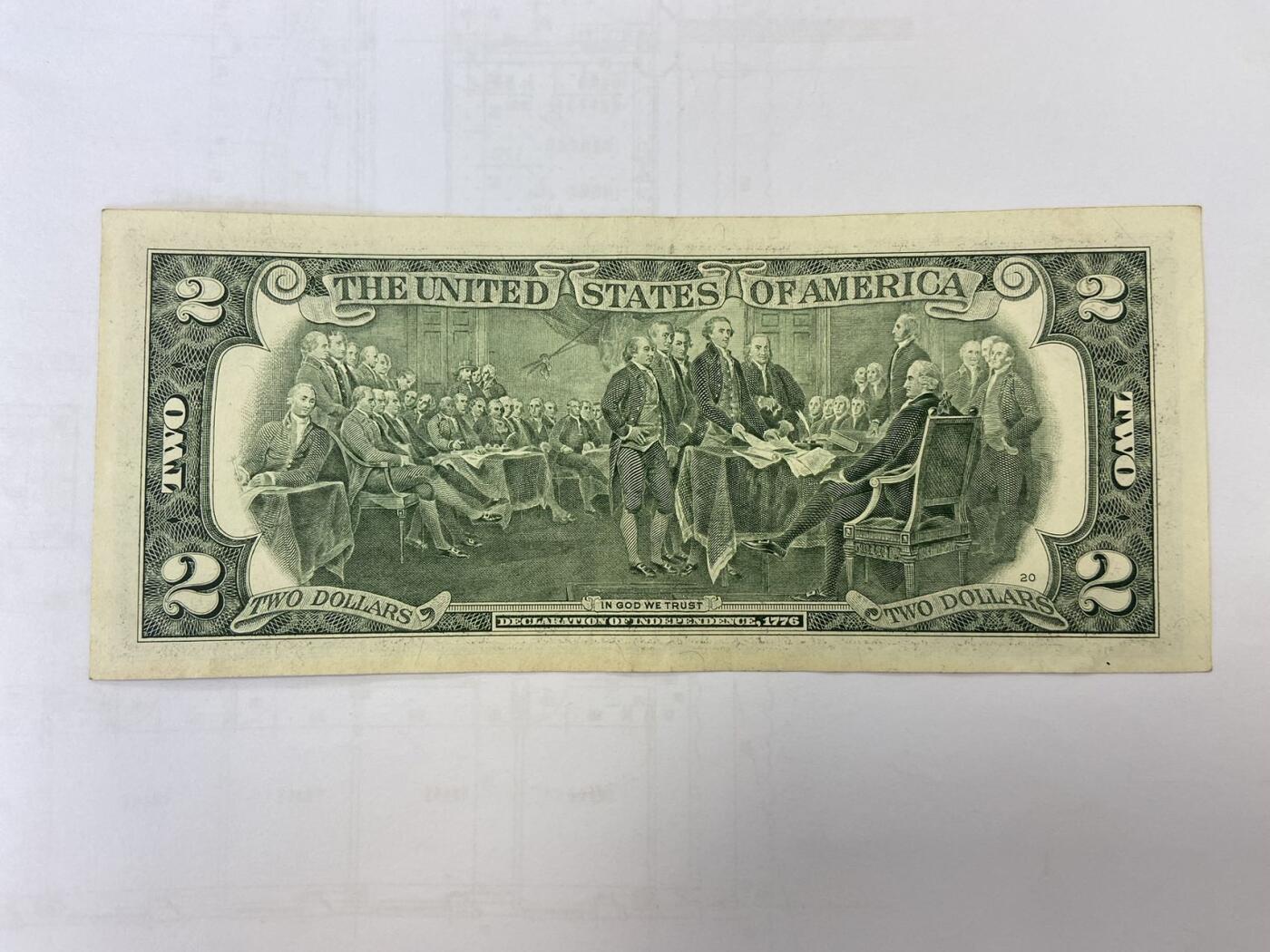 【炜奕收藏】裸钞专场第5期 【L14975334A】美国2美元，XF品相