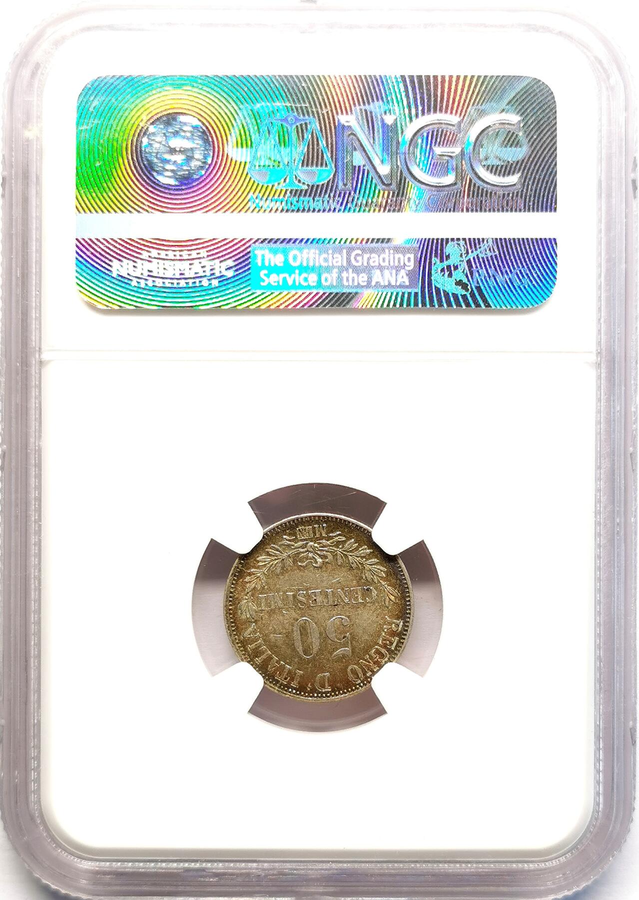 凡希社世界钱币微拍第二百七十一期 1867M意大利50分银辅币NGC-MS63