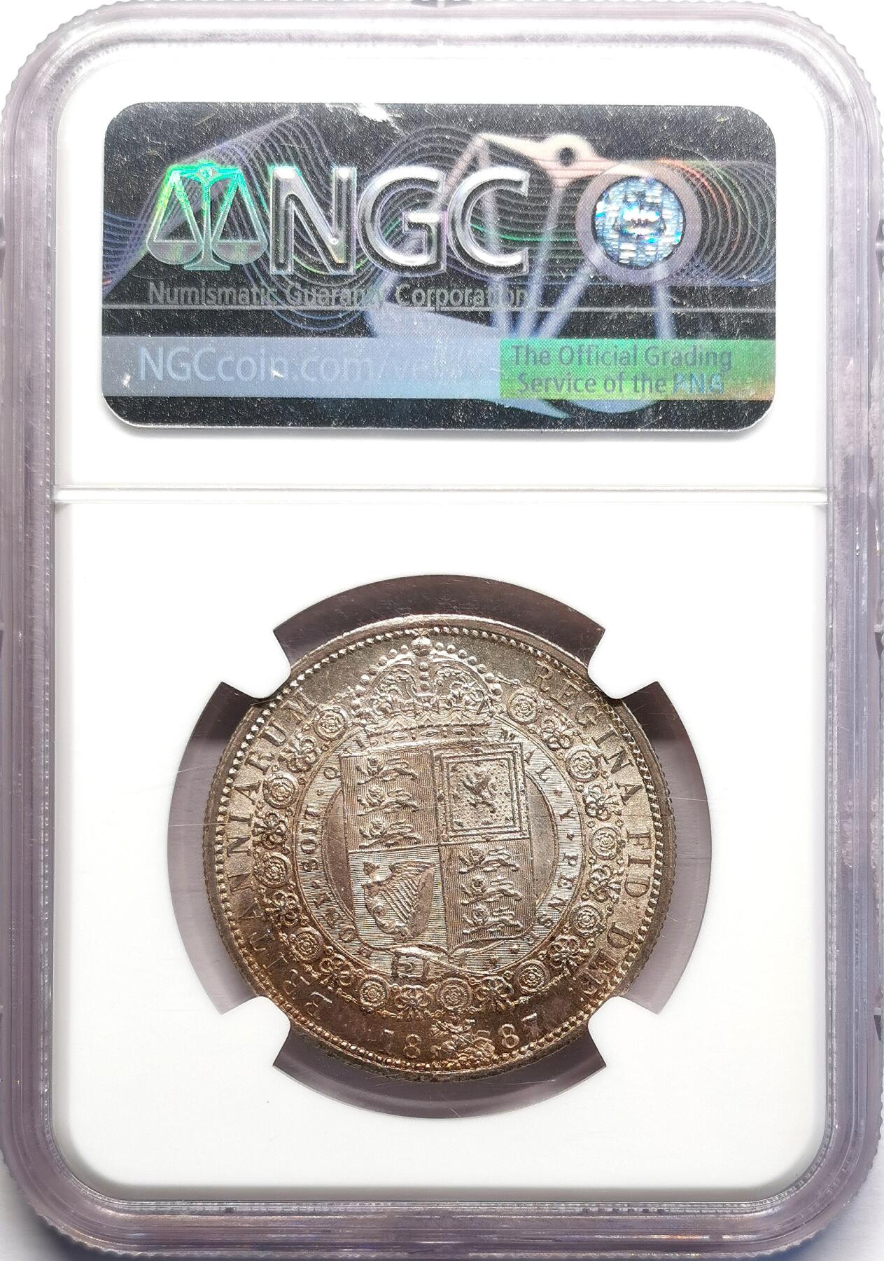 凡希社世界钱币微拍第二百七十一期 1887英国老维高冠半克朗NGC-MS63