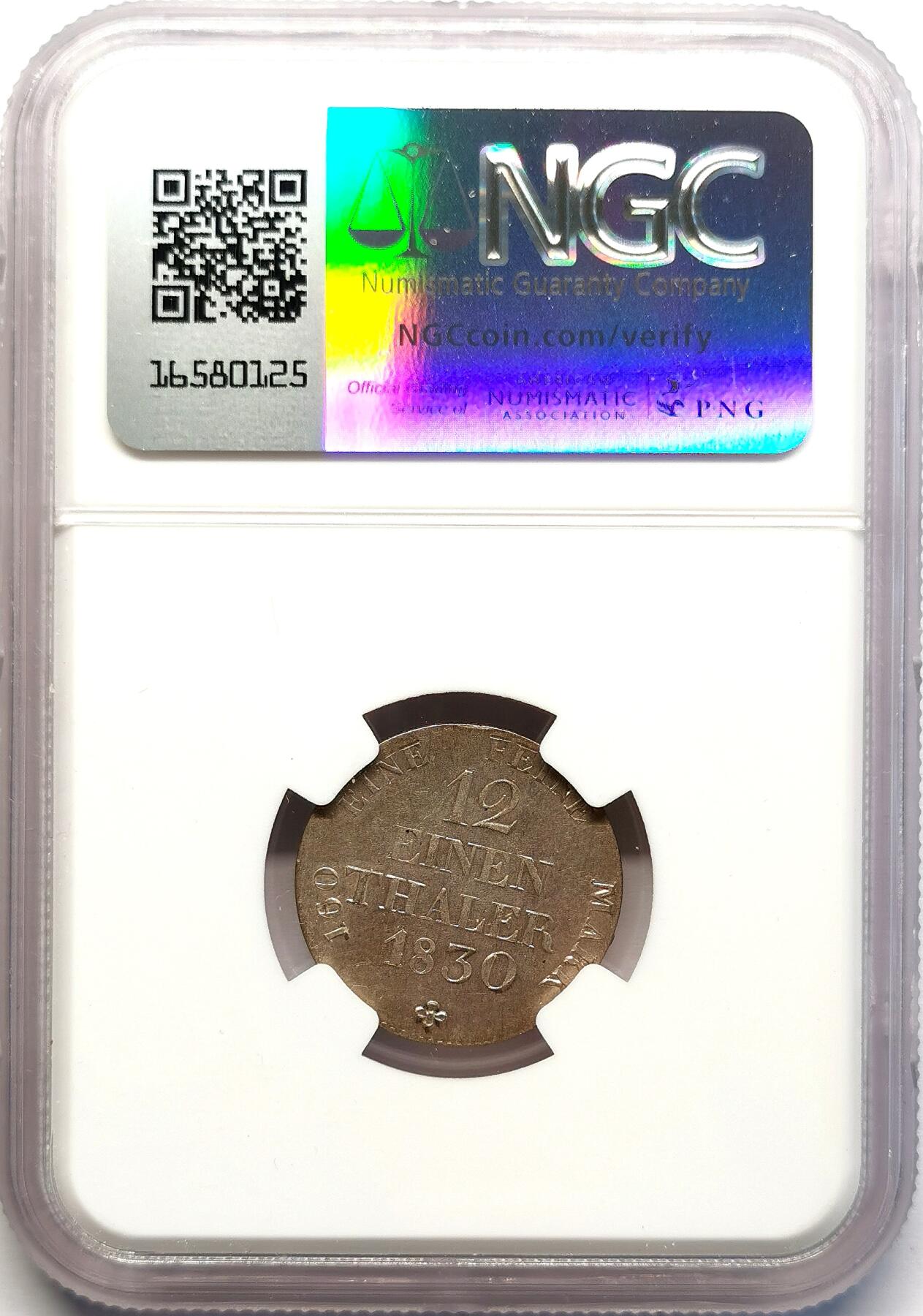 凡希社世界钱币微拍第二百七十一期 1830S德国萨克森1/12泰勒银辅币NGC-MS62