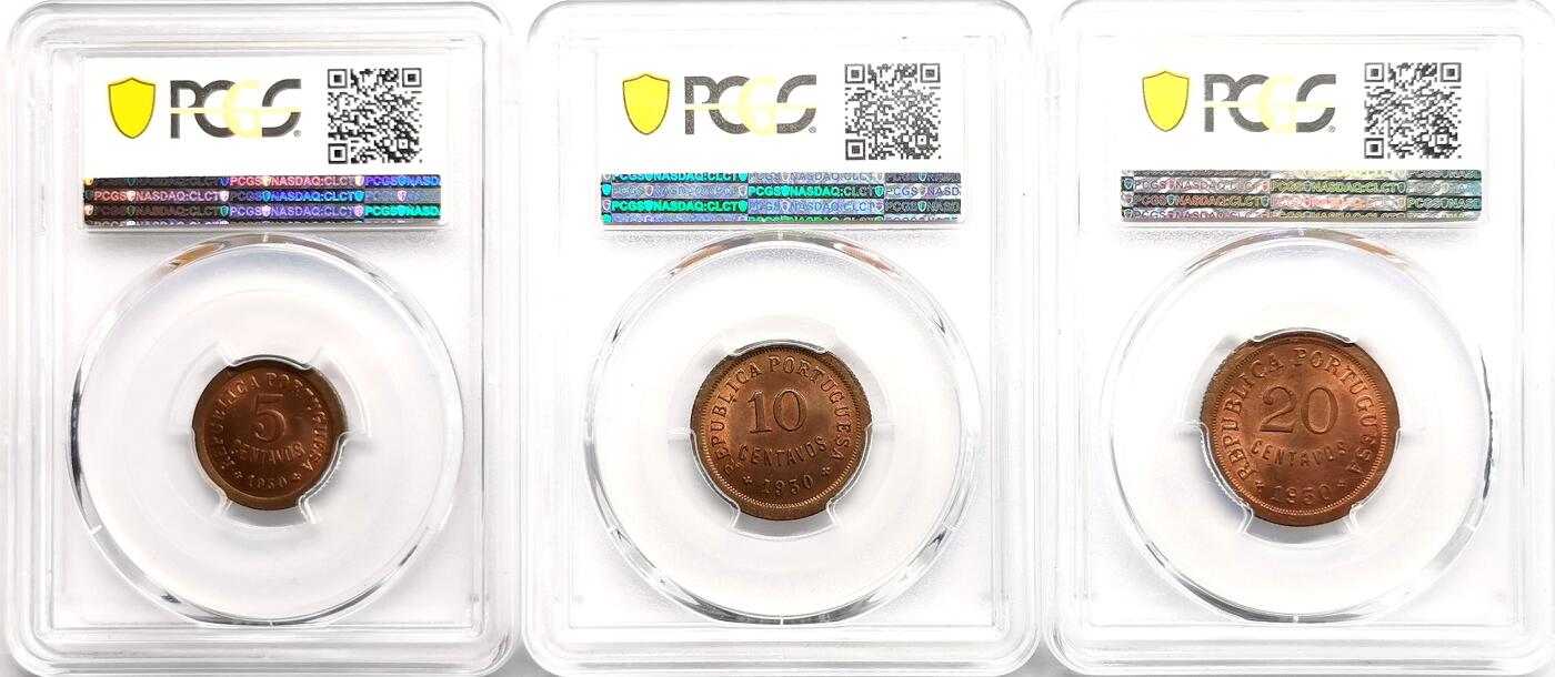 凡希社世界钱币微拍第二百七十一期 1930葡属佛得角5/10/20分铜币PCGS-MS66/65/65