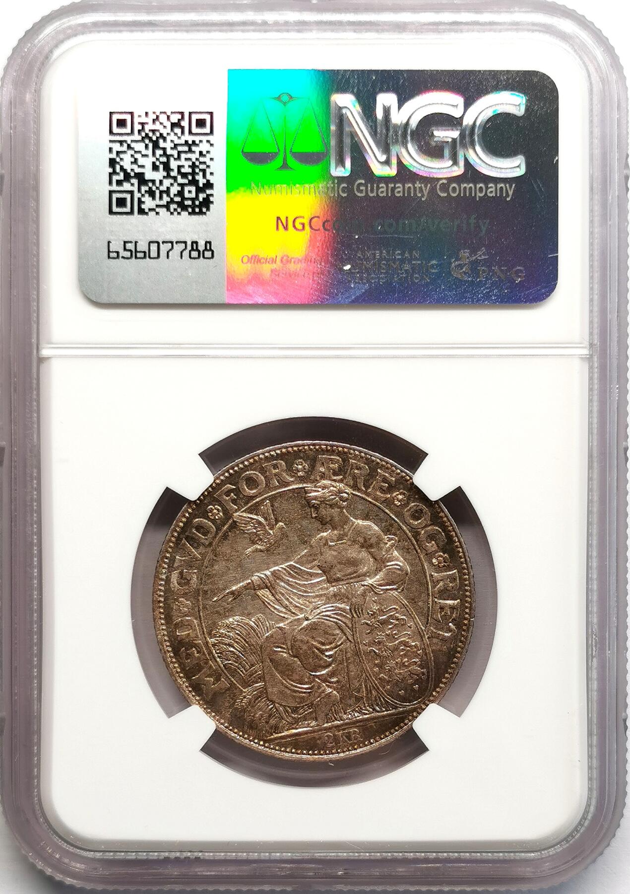 凡希社世界钱币微拍第二百七十一期 1903丹麦克里斯蒂安加冕40周年纪念2克朗NGC-MS62