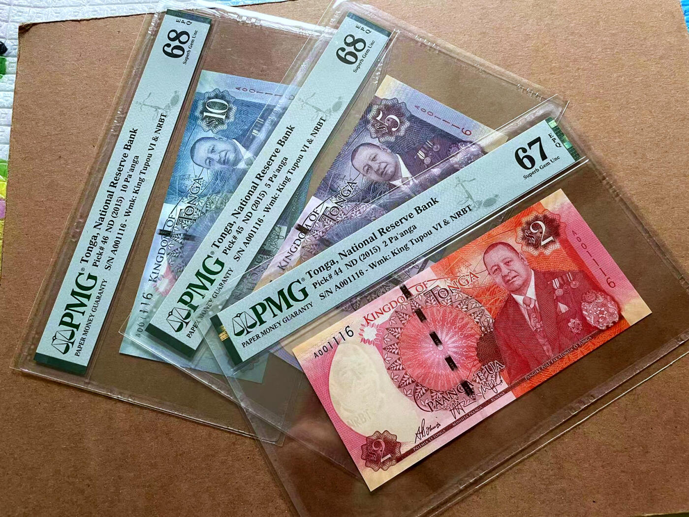 【Blue Auction】✨世界纸币精拍第485期【精】 【一组6张 A冠1116全同倒置号】汤加 2015年2-100潘哥 PMG68EPQ-67EPQ 高分 欧盟 2002年200欧元 PMG67EPQ 高分