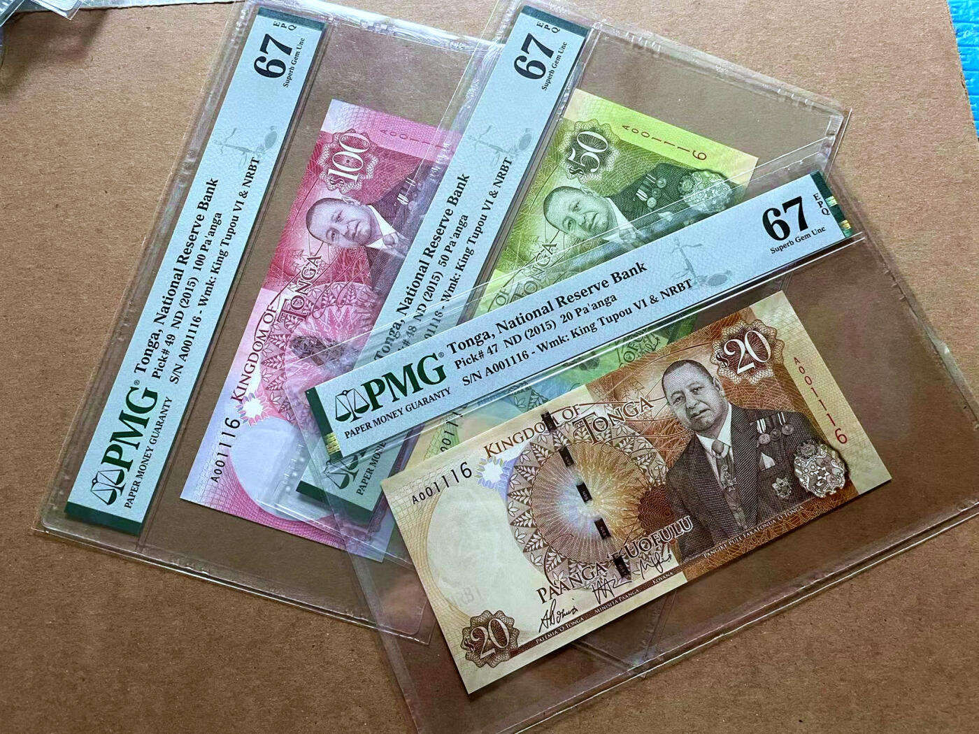 【Blue Auction】✨世界纸币精拍第485期【精】 【一组6张 A冠1116全同倒置号】汤加 2015年2-100潘哥 PMG68EPQ-67EPQ 高分 欧盟 2002年200欧元 PMG67EPQ 高分