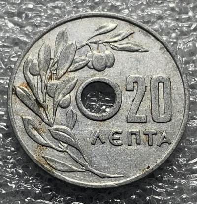 文馨钱币收藏131 场，中外古币，版本明细分好了 - 1959 年希腊 20 雷普塔，橄榄枝版