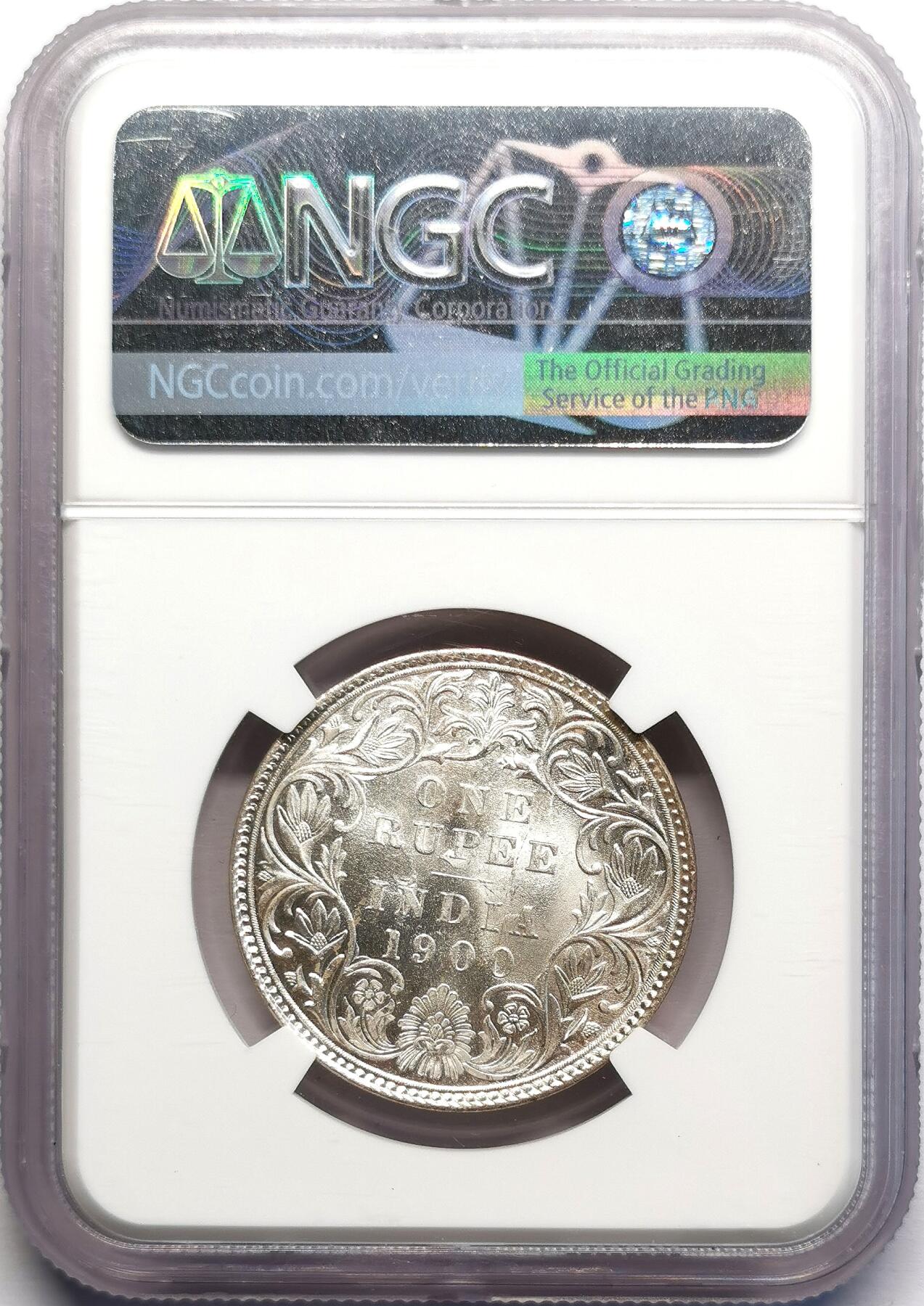 凡希社世界钱币微拍第二百七十一期 1900B英属印度小维卢比银币NGC-MS63