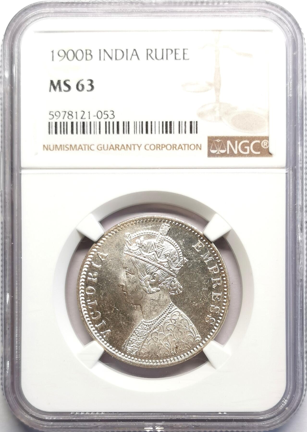 凡希社世界钱币微拍第二百七十一期 1900B英属印度小维卢比银币NGC-MS63
