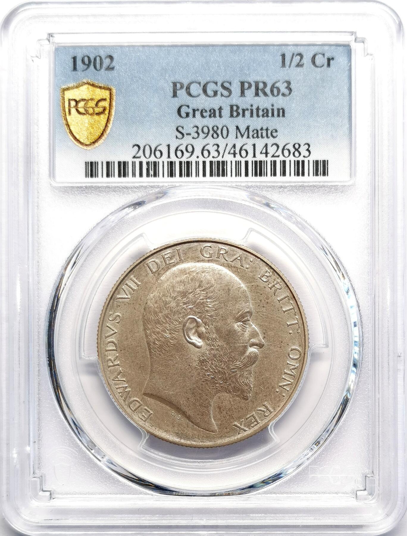 凡希社世界钱币微拍第二百七十一期 1902英国爱七1/2克朗精铸PCGS-PR63