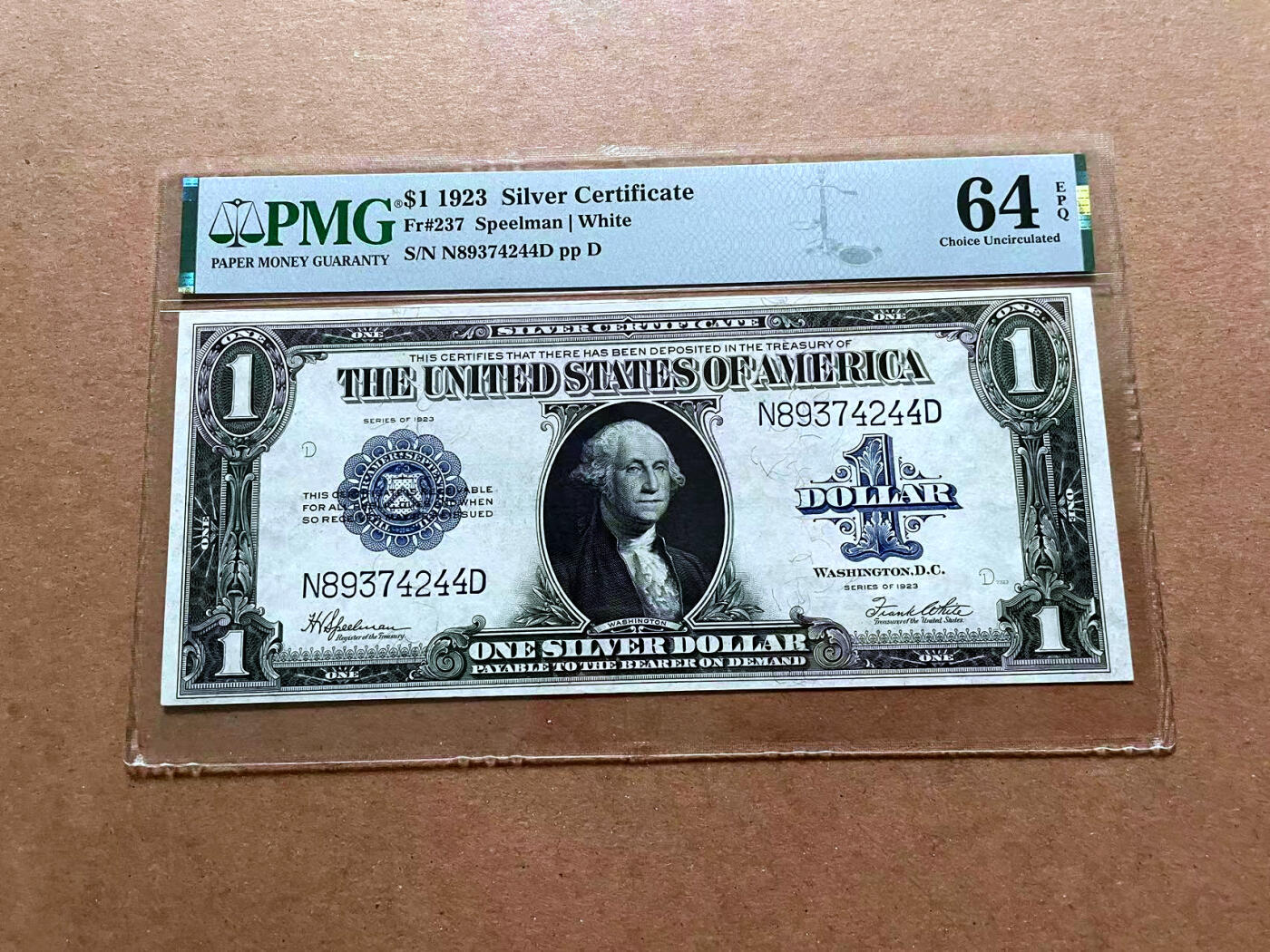 【Blue Auction】✨世界纸币精拍第485期【精】  美国 1923年 1美金 大票幅 PMG64EPQ 