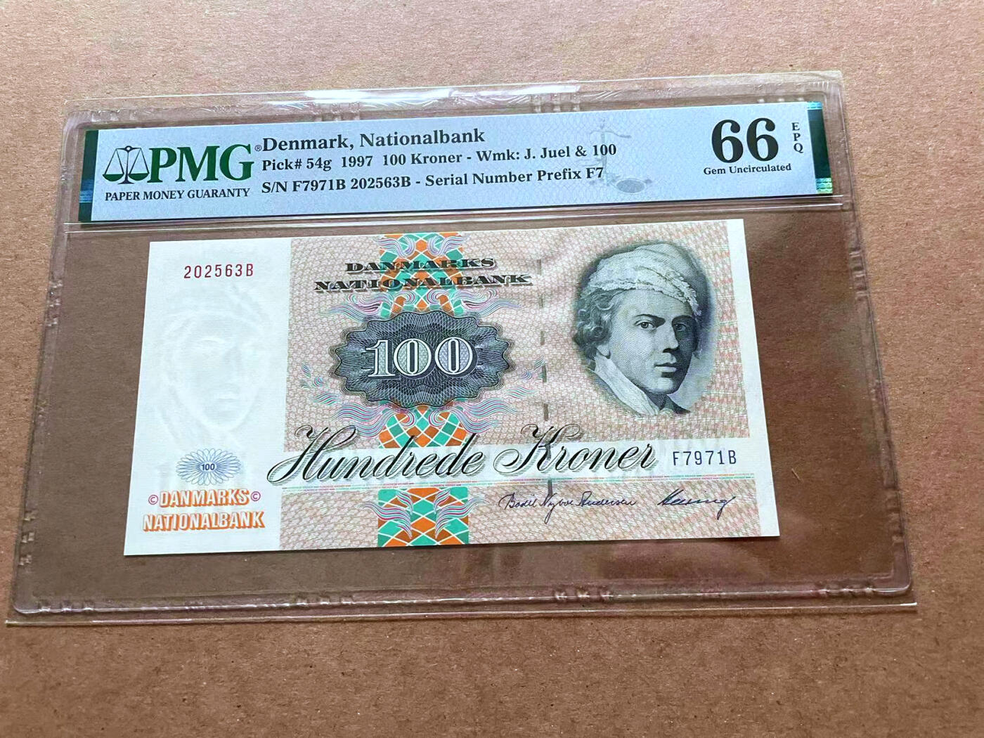 【Blue Auction】✨世界纸币精拍第485期【精】 丹麦 1997年100克朗 PMG66EPQ 大飞蛾