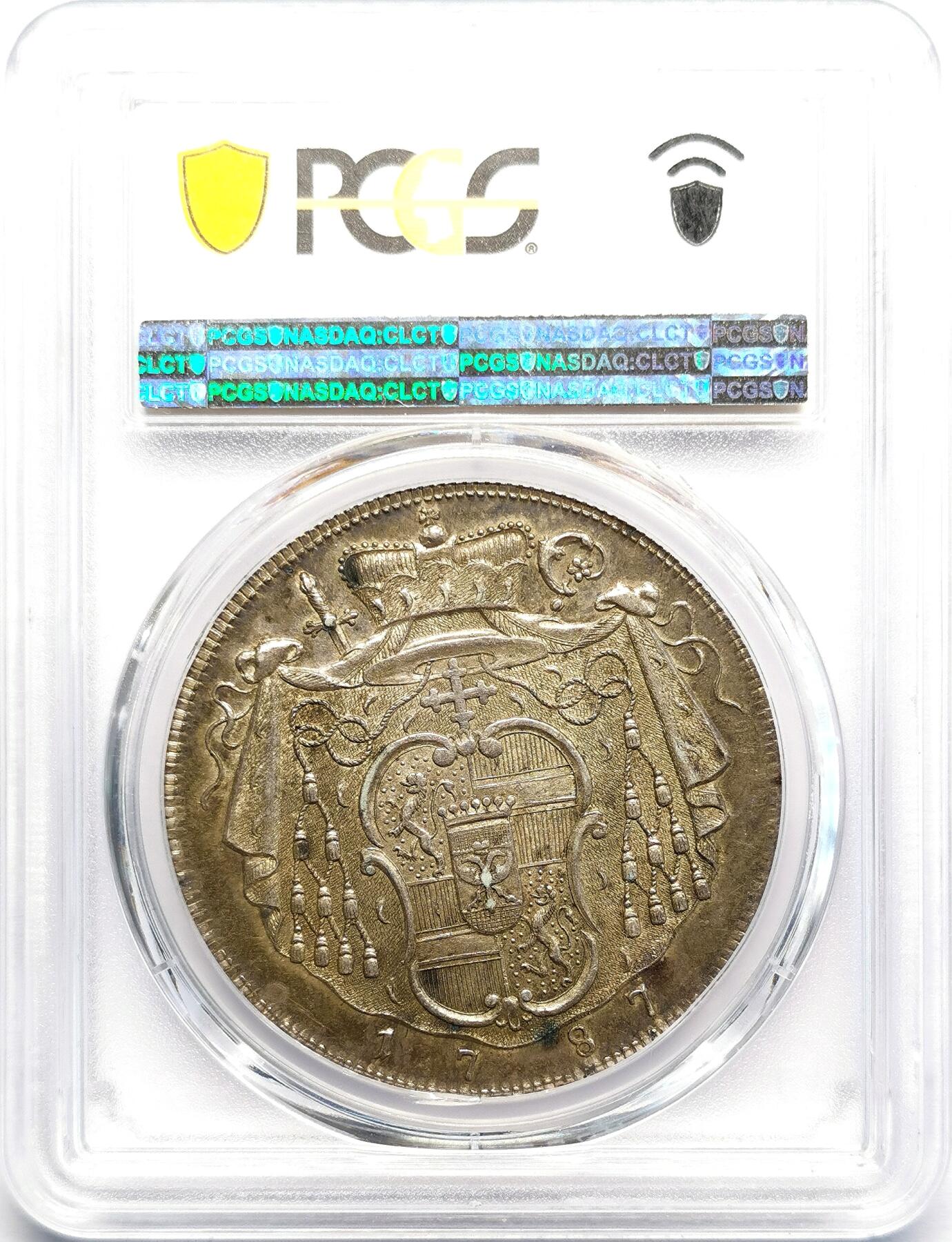 凡希社世界钱币微拍第二百七十一期 荐！1787M萨尔茨堡亲王大主教希罗尼穆斯泰勒大银PCGS-MS62，稀少的巴洛克式盾徽！