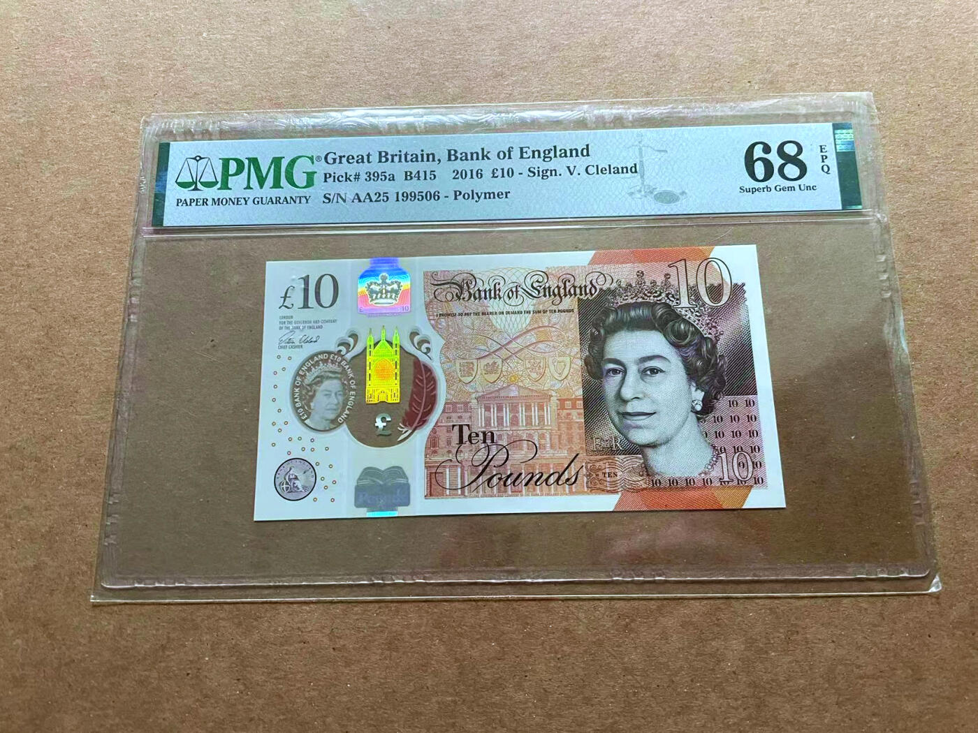 【Blue Auction】✨世界纸币精拍第485期【精】 【AA25冠 无47】英国 2016年10镑 PMG68EPQ 超高分 