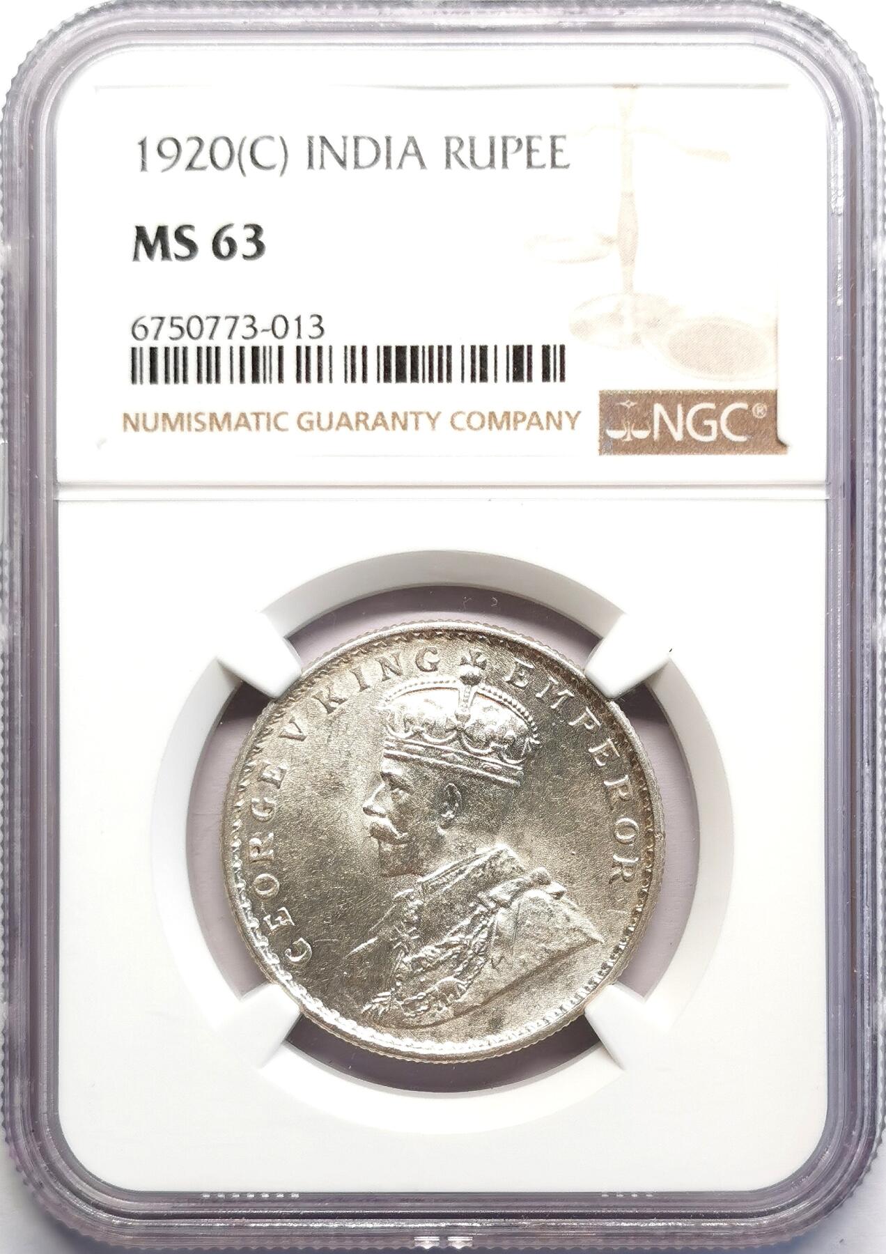 凡希社世界钱币微拍第二百七十一期 1920英属印度乔五卢比银币NGC-MS63