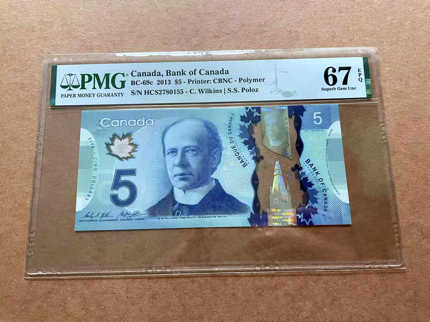 【Blue Auction】✨世界纸币精拍第485期【精】 加拿大 2013年5元  PMG67EPQ 高分