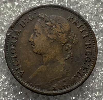 文馨钱币收藏131 场，中外古币，版本明细分好了 - 1893 年英国维多利亚双辫版法新铜币